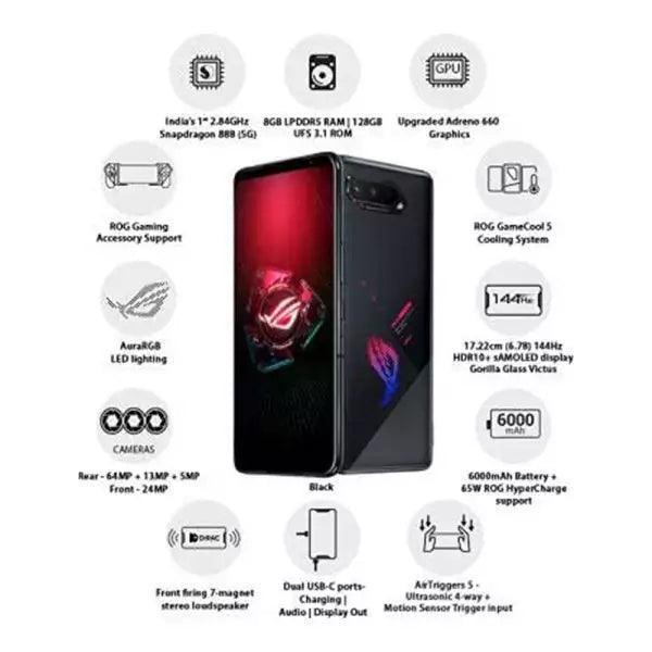 ASUS ROG 5 Gaming Android Smartphone, 144Hz OLED, 6000mAh, Air Triggers 5 (8GB RAM, 128GB Storage) (Black) - Image 15