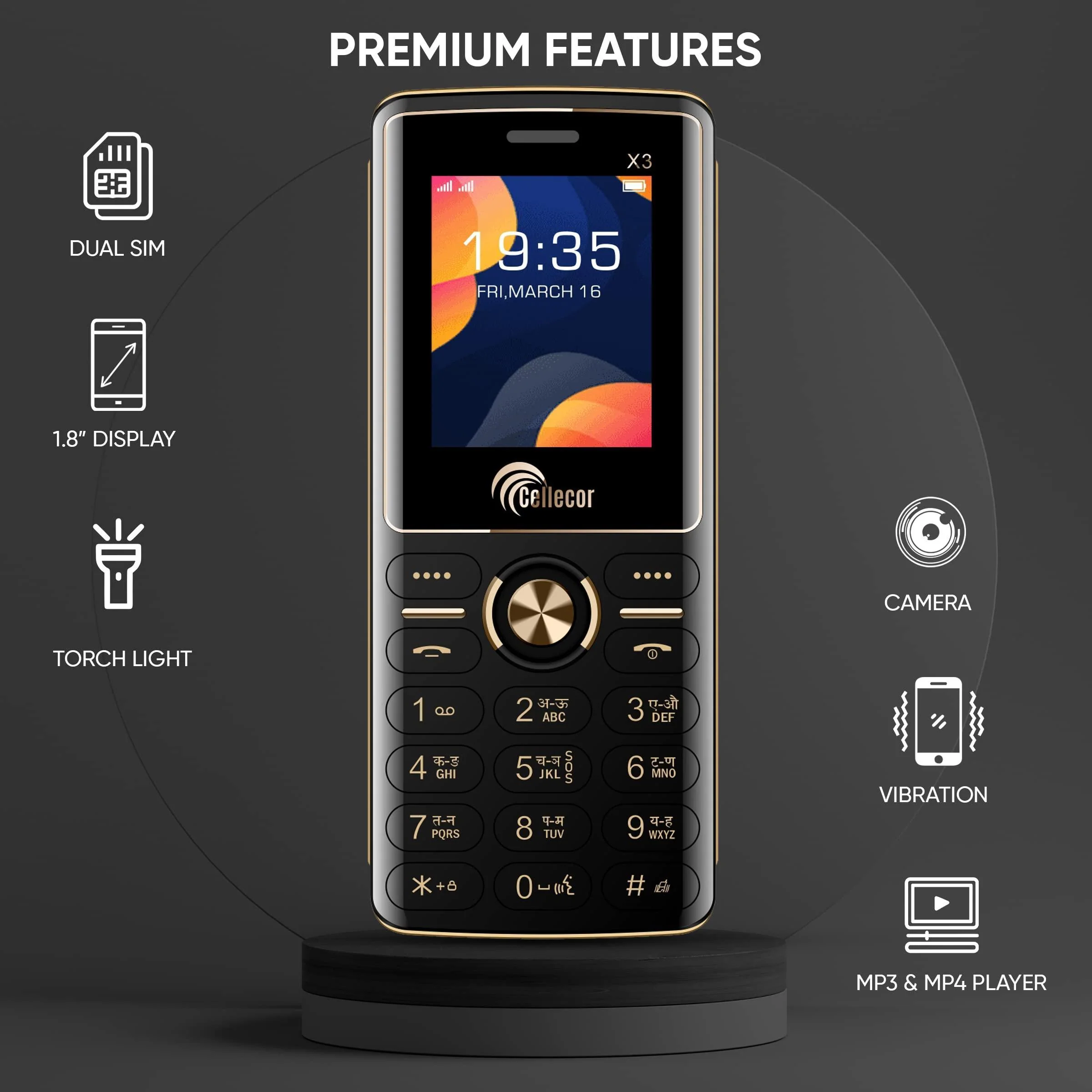 CELLECOR X3 Dual Sim Feature Phone 1000 mAH Battery with Torch Light Refurbished - Image 5