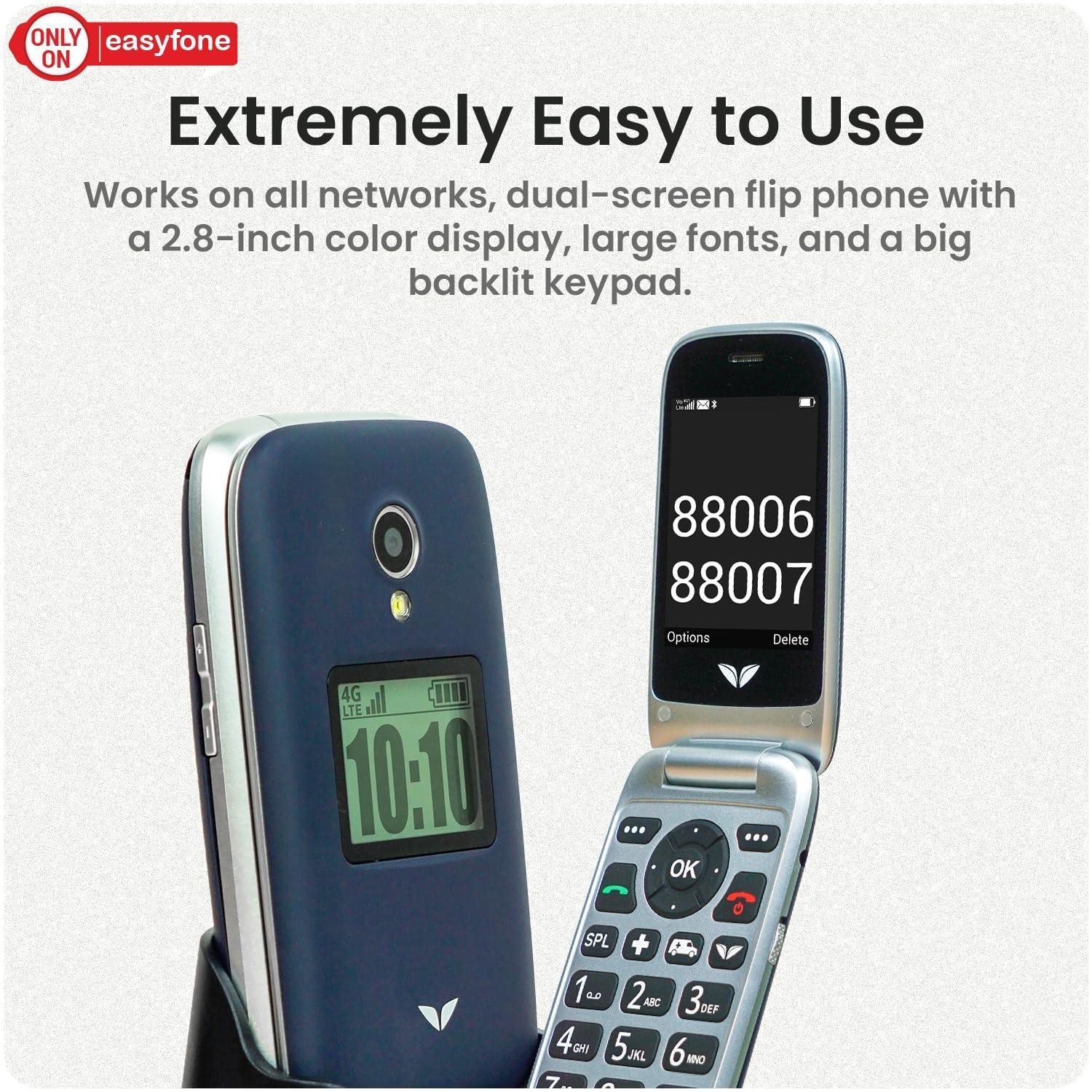 easyfone Royale 4G Volte Flip Senior Citizen Phone with 20+ Senior Friendly Features Refurbished - Image 2