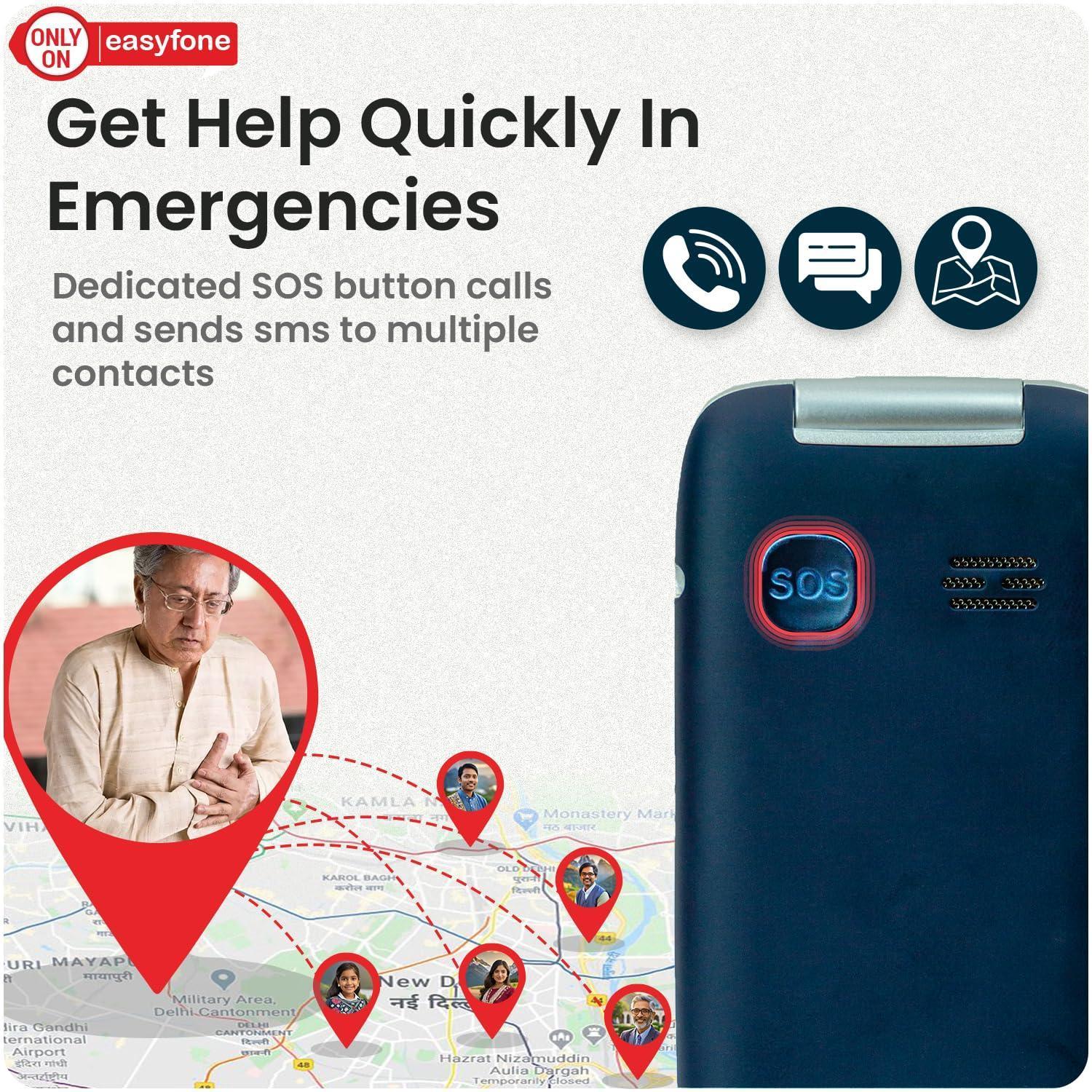 easyfone Royale 4G Volte Flip Senior Citizen Phone with 20+ Senior Friendly Features Refurbished - Image 4