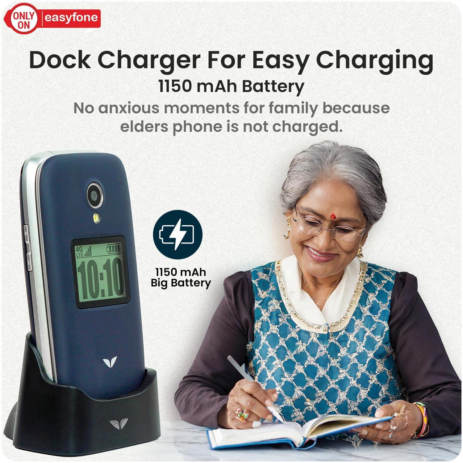 easyfone Royale 4G Volte Flip Senior Citizen Phone with 20+ Senior Friendly Features Refurbished - Image 5