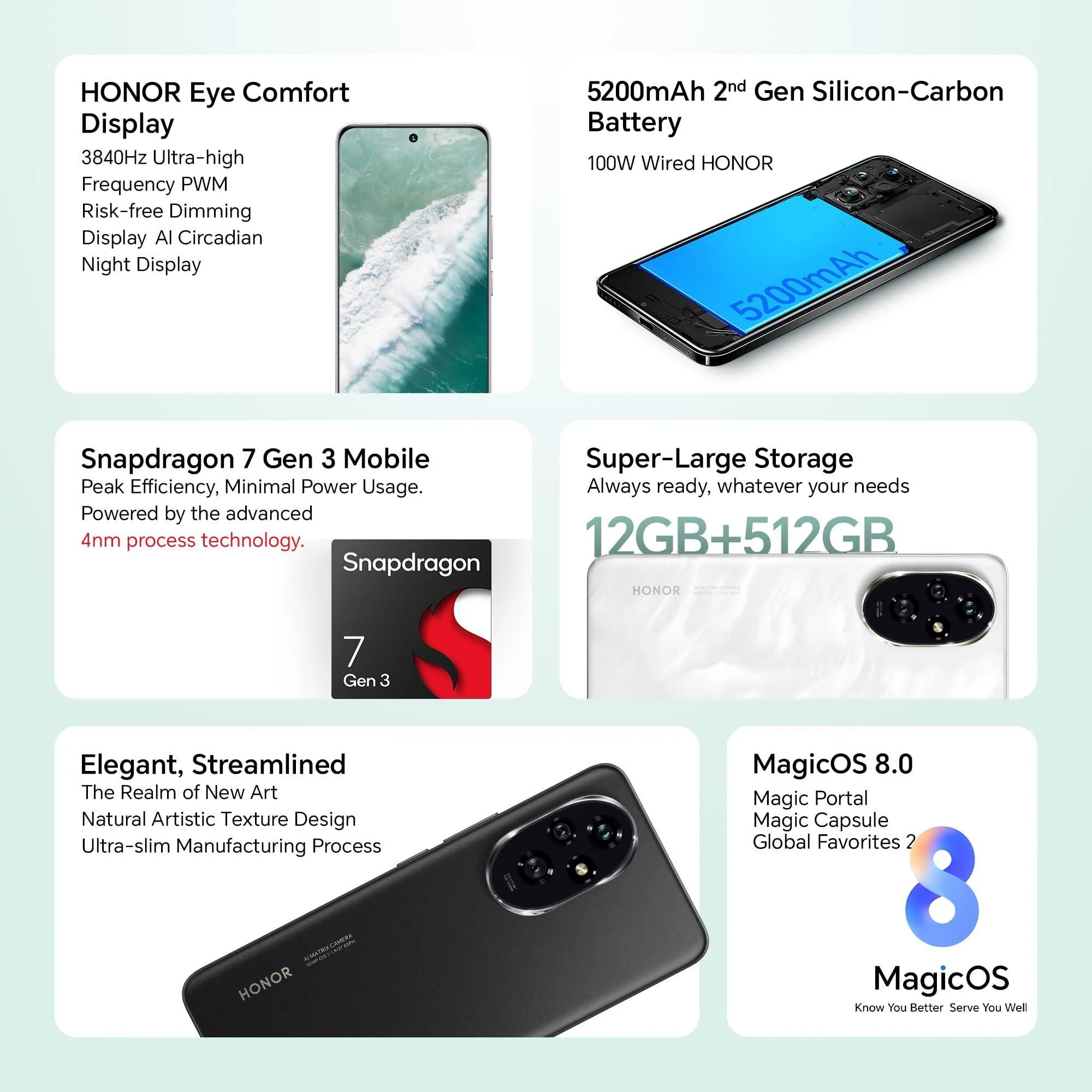 HONOR 200 5G (Black, 8GB + 256GB) | 6.7-inch AMOLED Quad-Curved Display Preowned - Image 5