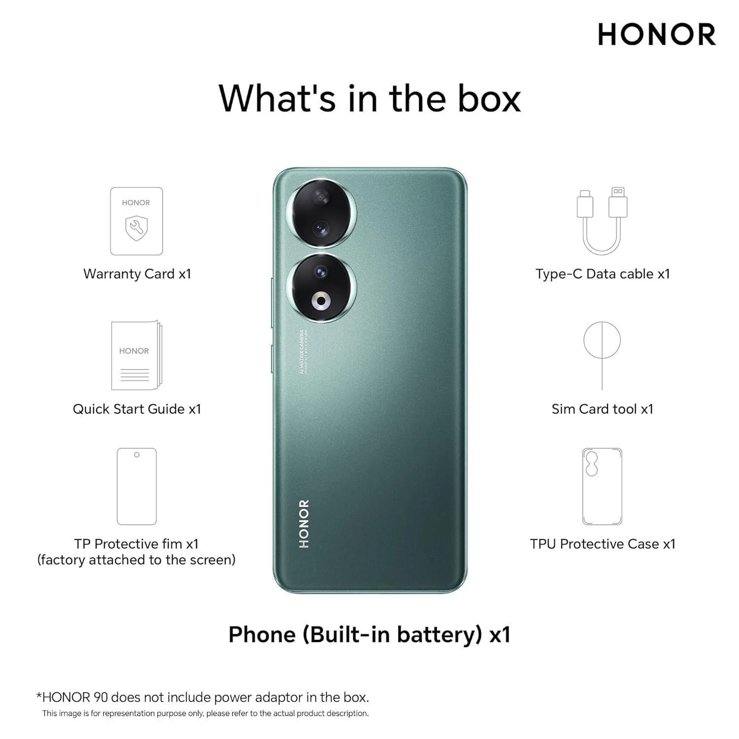 Honor 90 (Emerald Green, 12GB+512GB)| Without Charger Preowned - Image 4