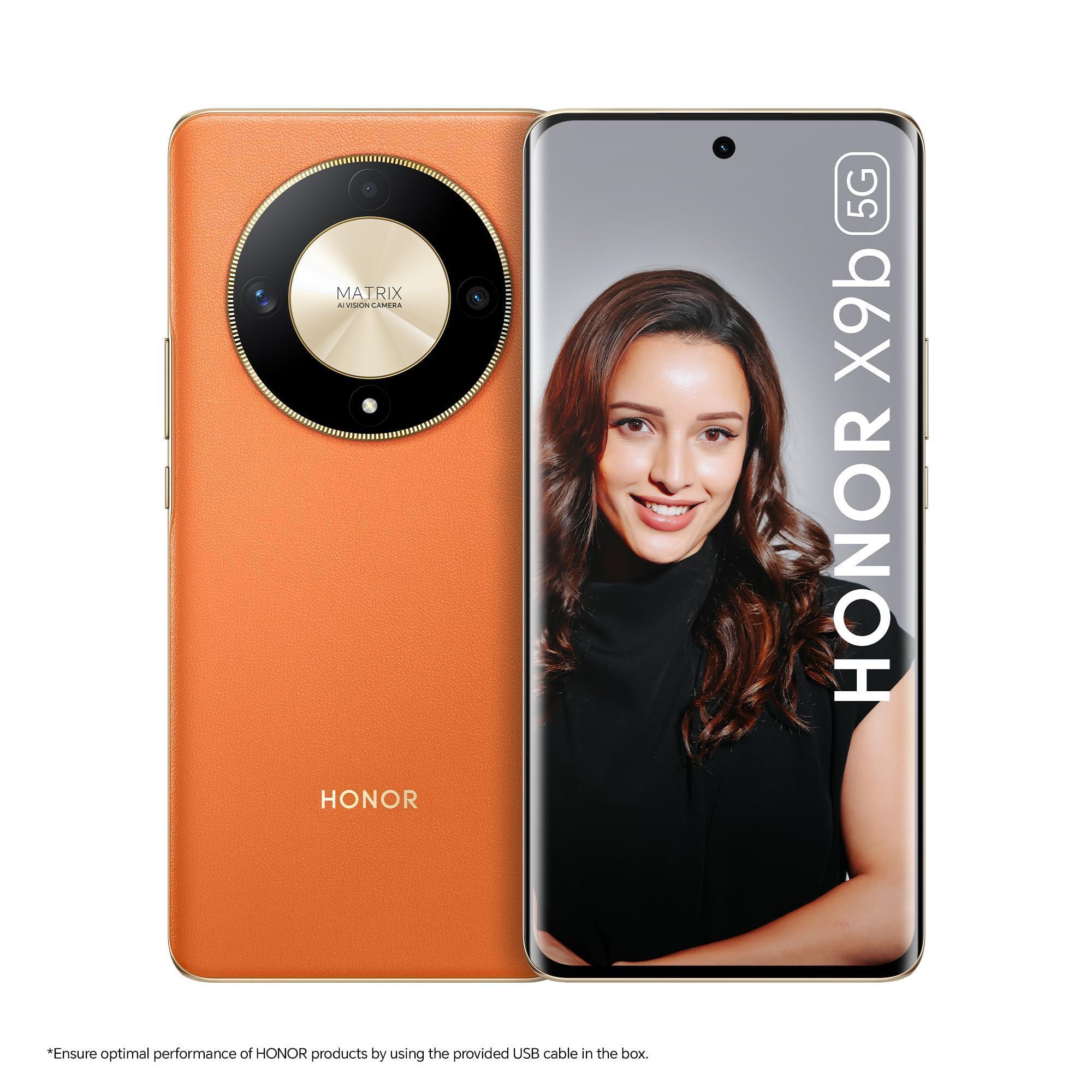 HONOR X9b 5G (Sunrise Orange, 8GB + 256GB) | India's First Ultra-Bounce Anti-Drop Curved AMOLED Display Refurbished