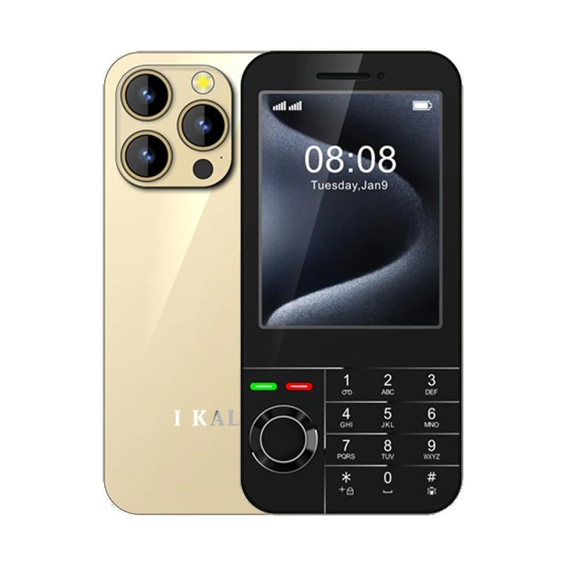 IKALL Big Display Premium Keypad Mobile Feature Phone with Attractive Design, 2000 mAh Built-in Battery - K999 (Gold)