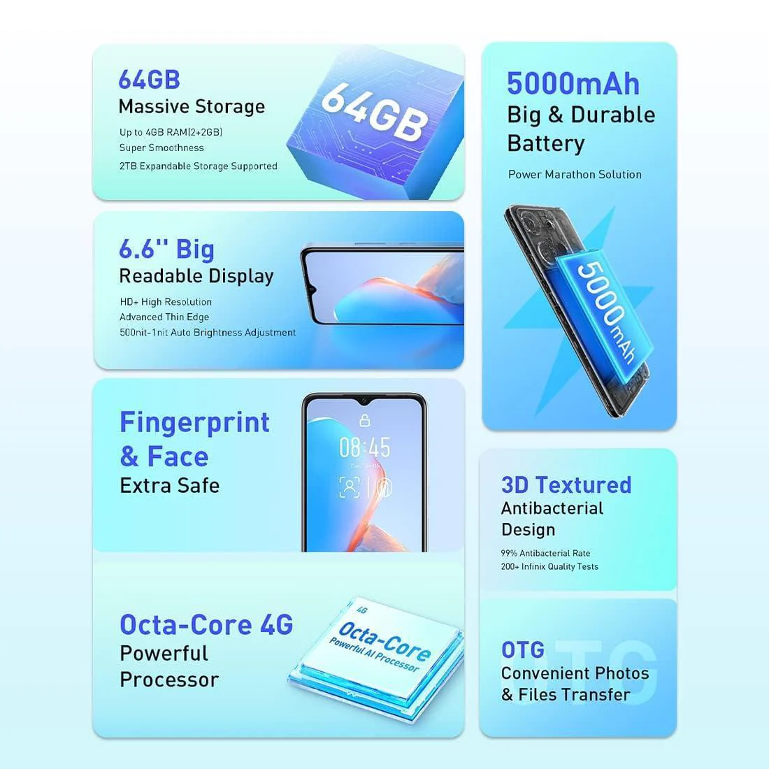 Infinix Smart 7 HD (64 GB) (2 GB RAM) (Silk Blue) Refurbished - Image 2
