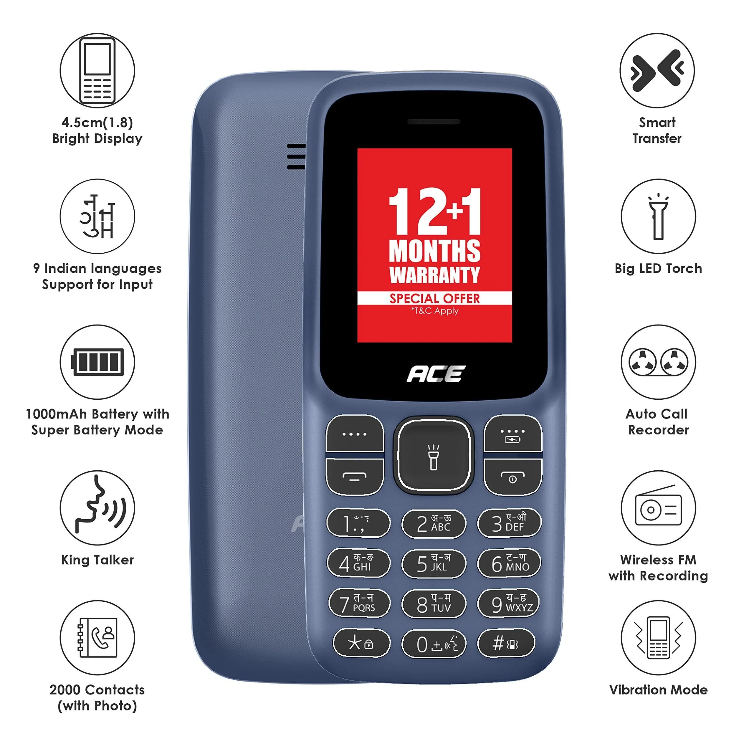 Itel Ace2 Comes with 1.8" Display Size, 1000 mAh Battery, Bluetooth with Kingtalker Refurbished - Image 7