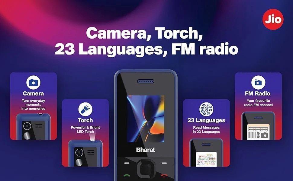 JioBharat V2 4G Phone with JioCinema, JioSaavn, Pay (UPI), Long Lasting Battery, LED Torch, Digital Camera Refurbished - Image 2
