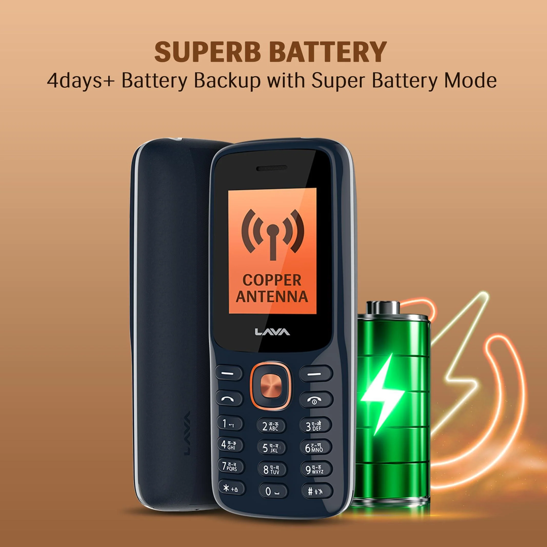 Lava All-New A1 Copper Keypad Mobile Phone with Long Lasting Smart AI Battery | 1.77inch Display | Bluetooth Support Refurbished - Image 7