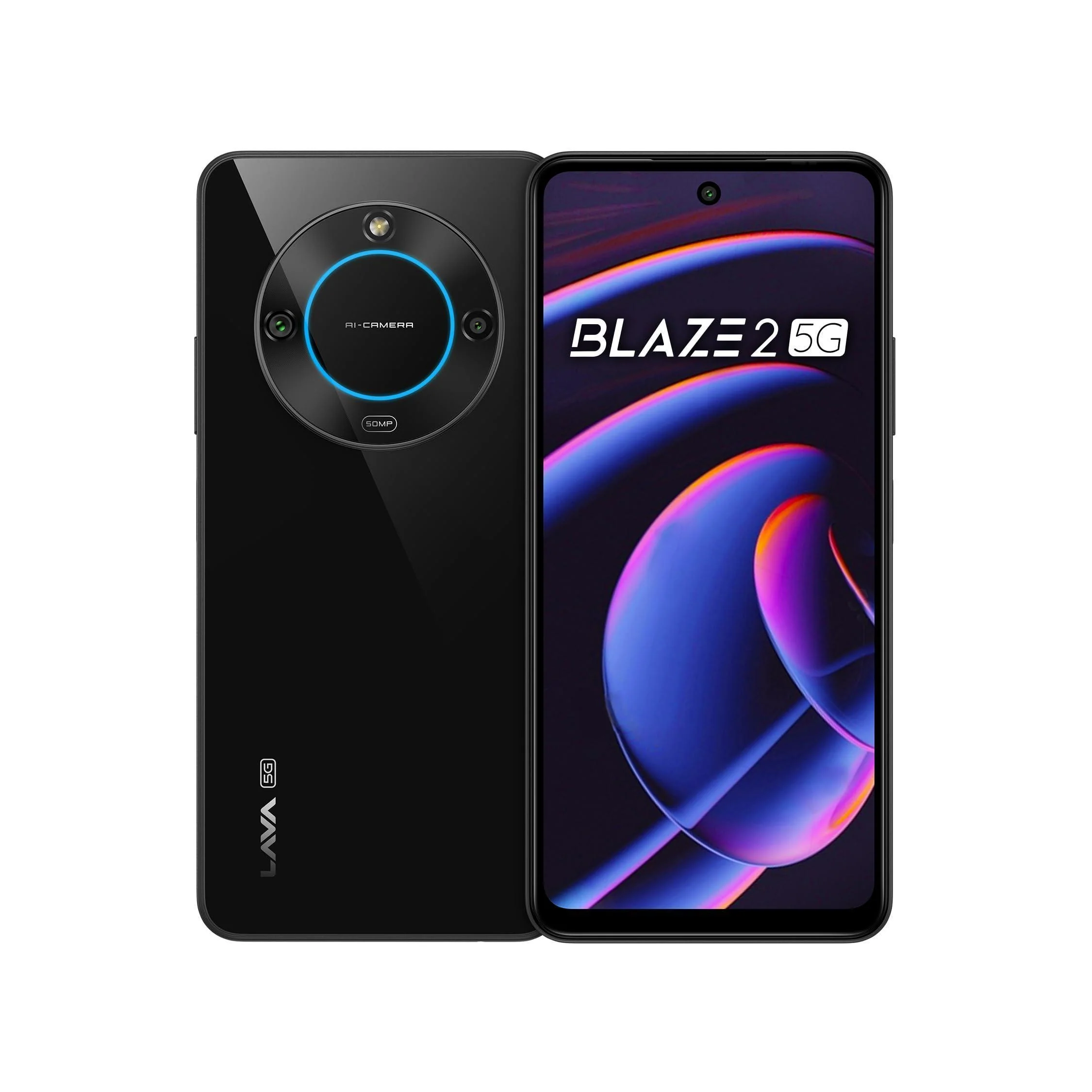 Lava Blaze 2 5G (Glass Black, 6GB RAM, 128GB Storage)| Stunning Ring Light Refurbished