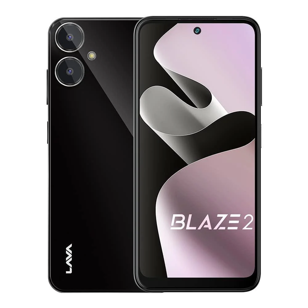 Lava Blaze 2 (6 GB RAM, UFS 2.2 128GB Storage) - Glass Black|18W Fast Charger|Side Fingerprint Sensor| 5000 mAh Battery| 6.5 inch(16.5cm) HD+ Punch Hole Display| Upto 11GB Expandable RAM