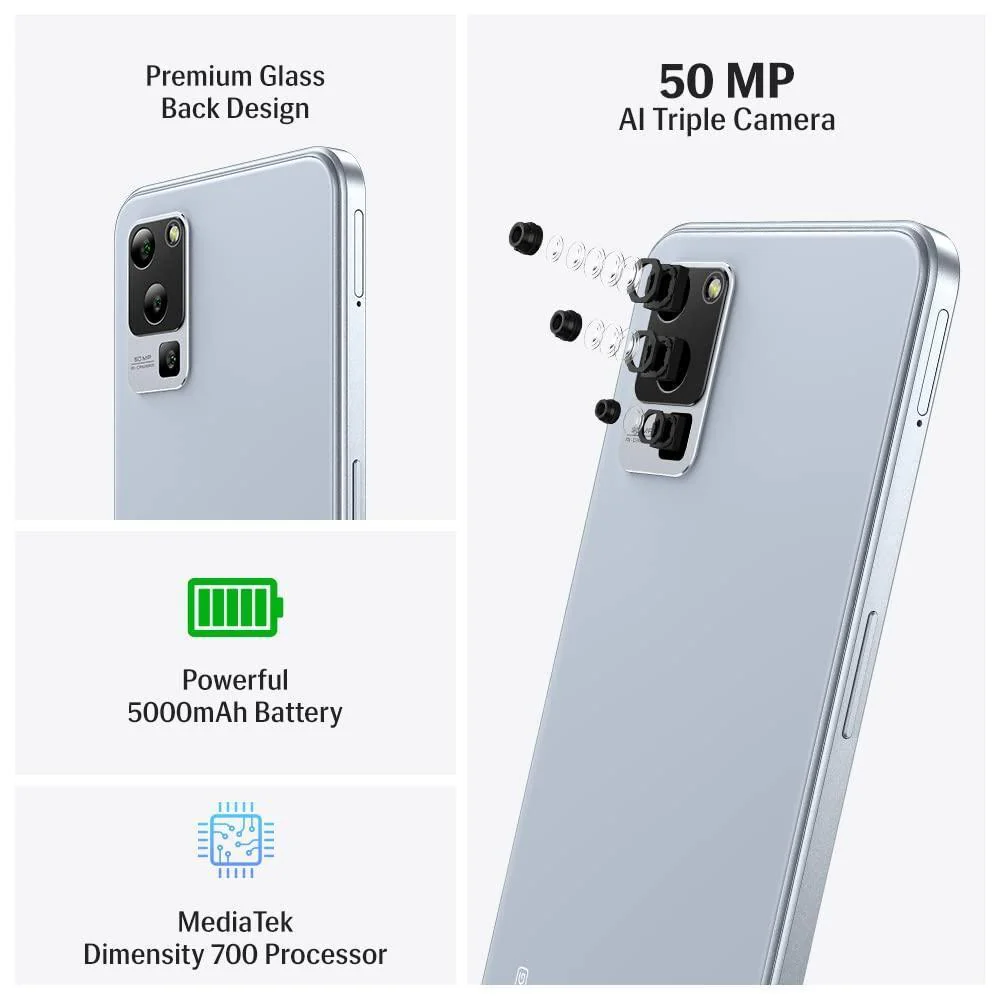 Lava Blaze 5G (Glass Blue, 4GB RAM, UFS 2.2 128GB Storage) | 5G Ready | 50MP AI Triple Camera | Upto 7GB Expandable RAM | Charger Included | Clean Android (No Bloatware) - Image 6