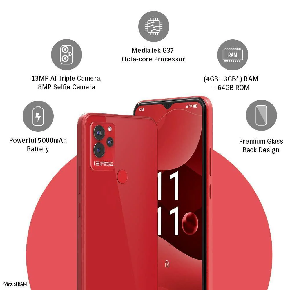Lava Blaze NXT(Glass Red, 4GB RAM, 64GB Storage)| 2.3 Ghz Octa Core Helio G37 Refurbished - Image 7