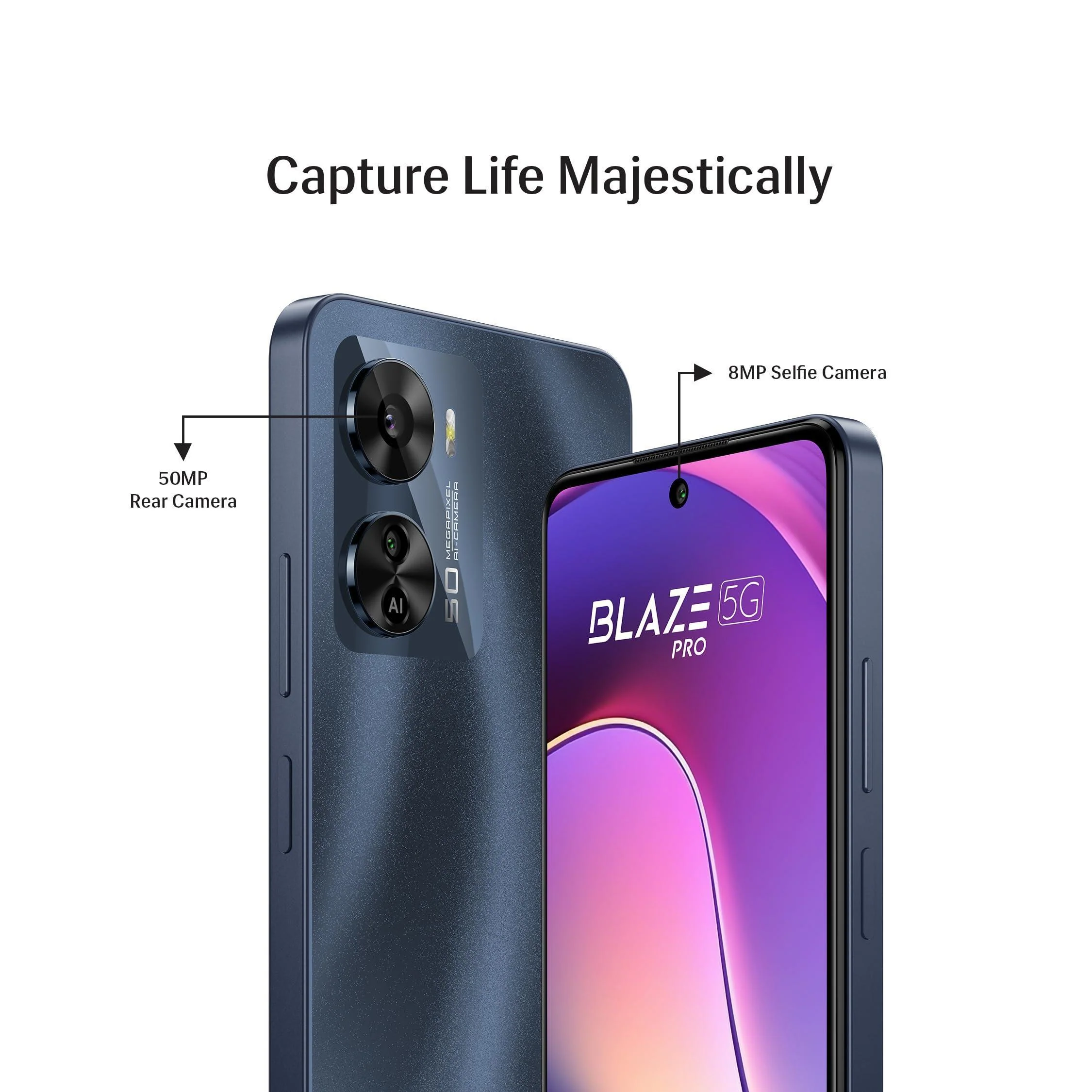 Lava Blaze Pro 5G (Starry Night, 8GB RAM, 128GB Storage)| 50 MP AI Camera |120 Hz FHD+ Display | 33W Fast Charger | Upto 16 GB Expandable RAM - Image 5