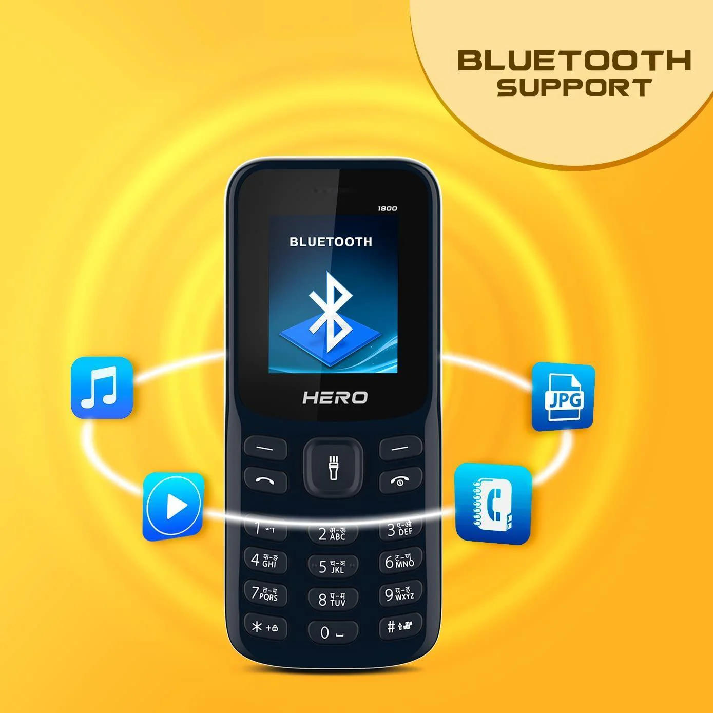Lava Hero 1800 (Mob Blue), Keypad Mobile with Powerful 1800 mAh Battery, Strong and Sturdy Body, Bluetooth Support, Sleek and Stylish Design - Image 2