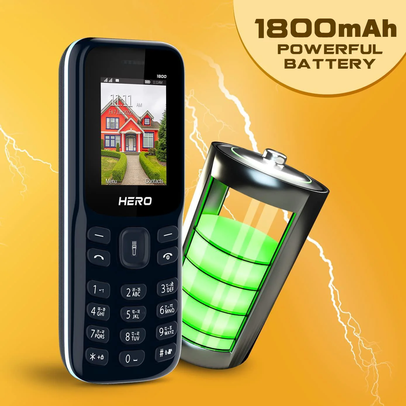 Lava Hero 1800 (Mob Blue), Keypad Mobile with Powerful 1800 mAh Battery, Strong and Sturdy Body, Bluetooth Support, Sleek and Stylish Design - Image 4
