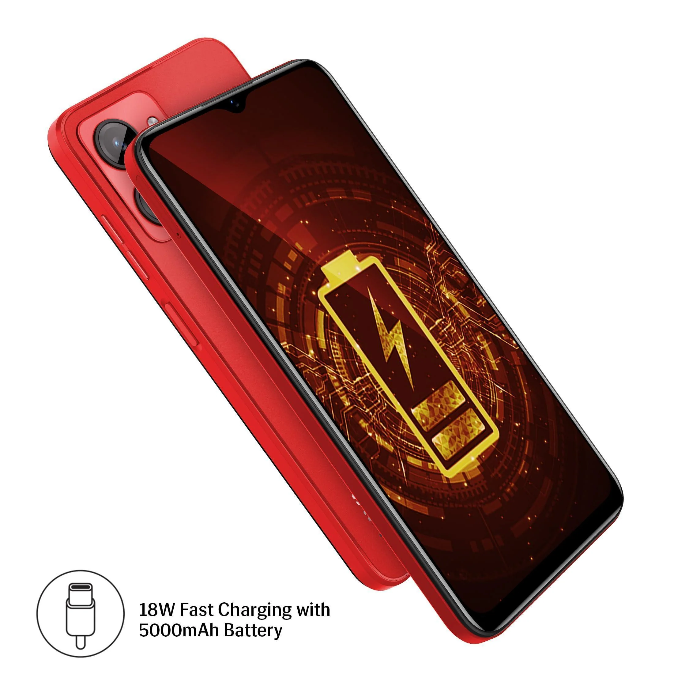 Lava O1 (Luxe Red, 4GB RAM, 64GB Storage) | 18W Fast Charging | Octa Core Unisoc T606 | 13 MP AI Dual Camera | 5000 mAh Battery | Upto 7GB Expandable RAM | Fingerprint Sensor - Image 5