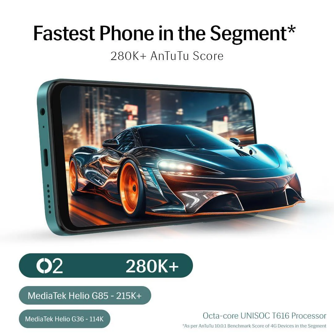 Lava O2 (Imperial Green, 8GB RAM, UFS 2.2 128GB Storage) |AG Glass Back|T616 Octacore Processor|18W Fast Charging|6.5 inch 90Hz Punch Hole Display|50MP AI Dual Camera|Upto 16GB Expandable RAM - Image 5