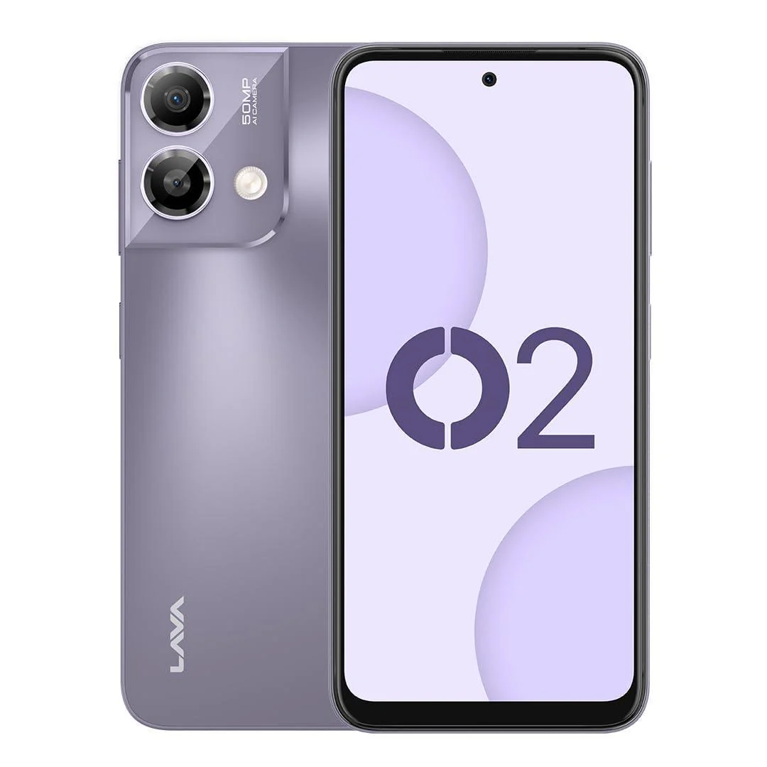 Lava O2 (Majestic Purple, 8GB RAM, UFS 2.2 128GB Storage) |AG Glass Back|T616 Octacore Processor|18W Fast Charging|6.5 inch 90Hz Punch Hole Display|50MP AI Dual Camera|Upto 16GB Expandable RAM