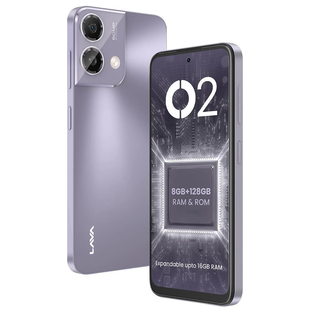 Lava O2 (Majestic Purple, 8GB RAM, UFS 2.2 128GB Storage) |AG Glass Back|T616 Octacore Processor|18W Fast Charging|6.5 inch 90Hz Punch Hole Display|50MP AI Dual Camera|Upto 16GB Expandable RAM - Image 4
