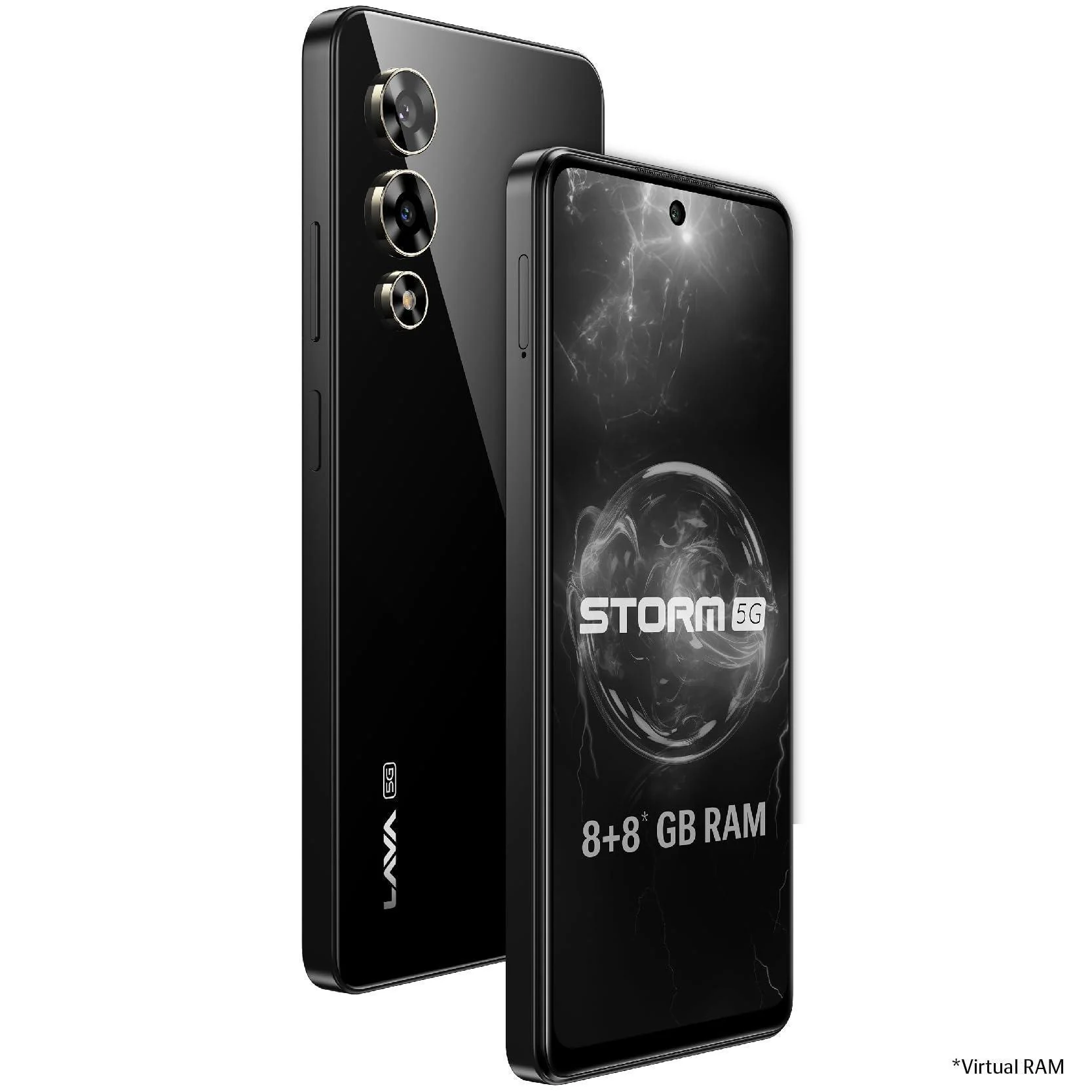 Lava Storm 5G (Thunder Black, 8GB RAM, 128GB ROM), Premium Glass Back Design, MediaTek Dimensity 6080 Processor, 50MP+8MP Refurbished - Image 2