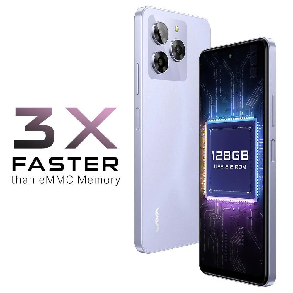 Lava Yuva 3 (Cosmic Lavender,4+4*GB RAM,UFS 2.2 128GB Storage)|Premium Glossy Back|Octacore Processor|18W Fast Charging|90Hz Punch Hole Display|13MP AI Triple Camera|Side Fingerprint Sensor - Image 6