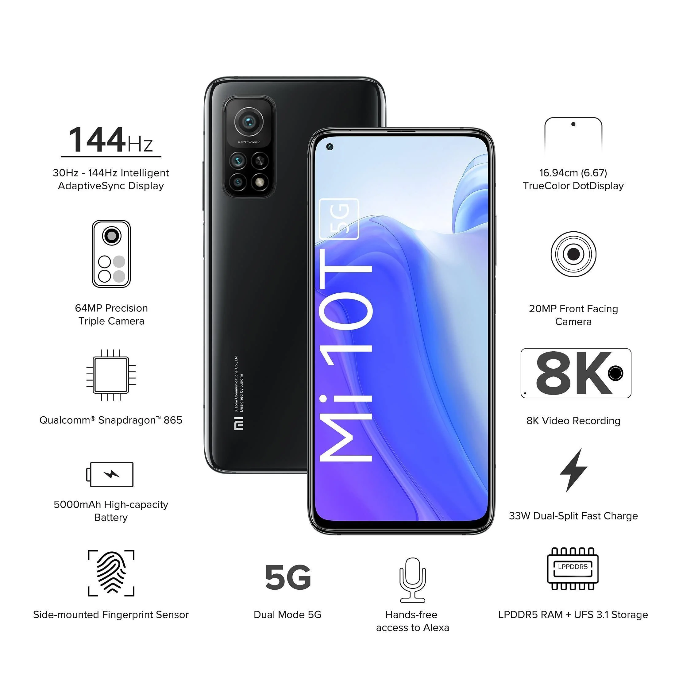 MI 10T 5G Cosmic Black, 8GB RAM, 128GB Storage - Refurbished - Image 7