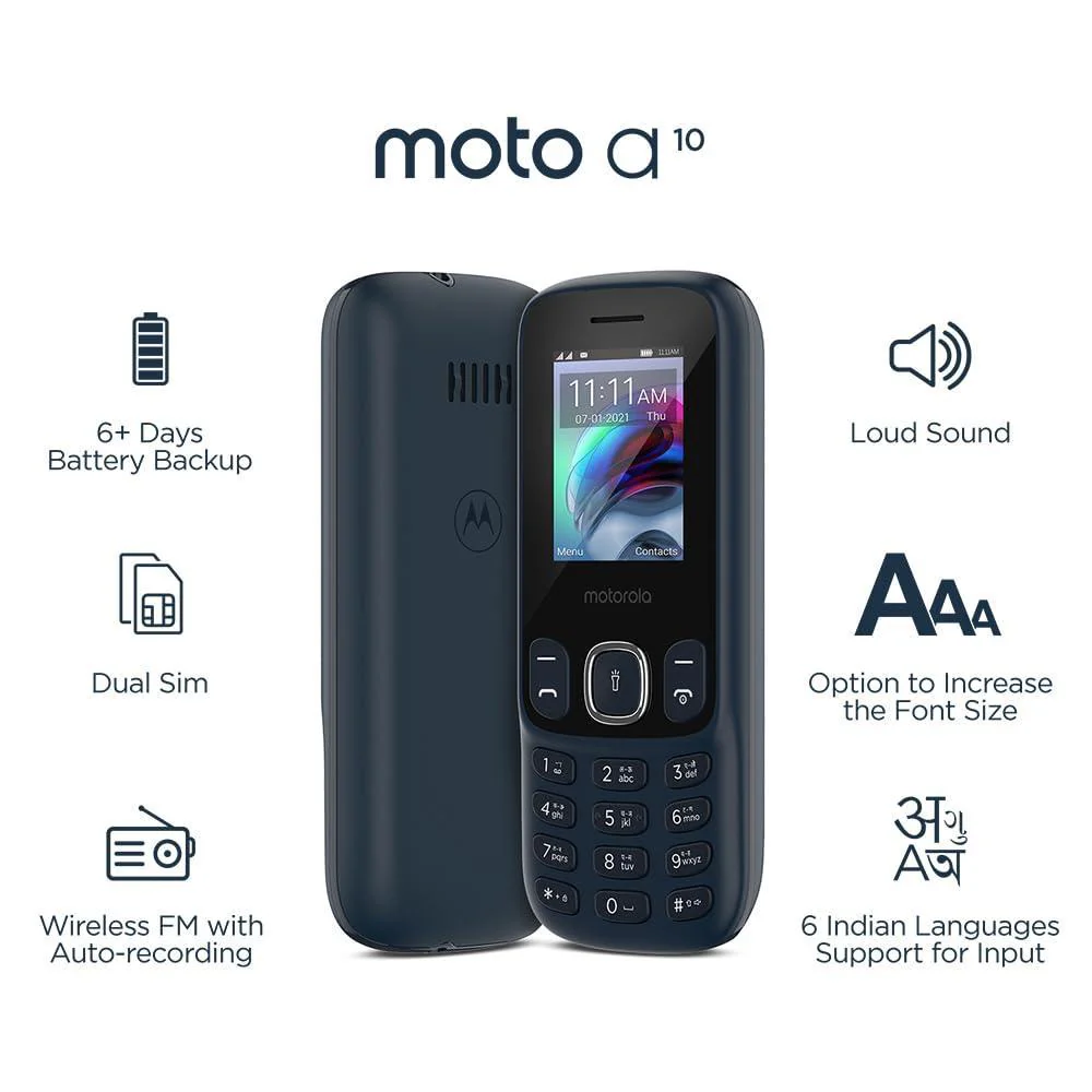 Motorola a10 Dual Sim keypad mobile with 1750 mAh Battery, Refurbished - Image 6