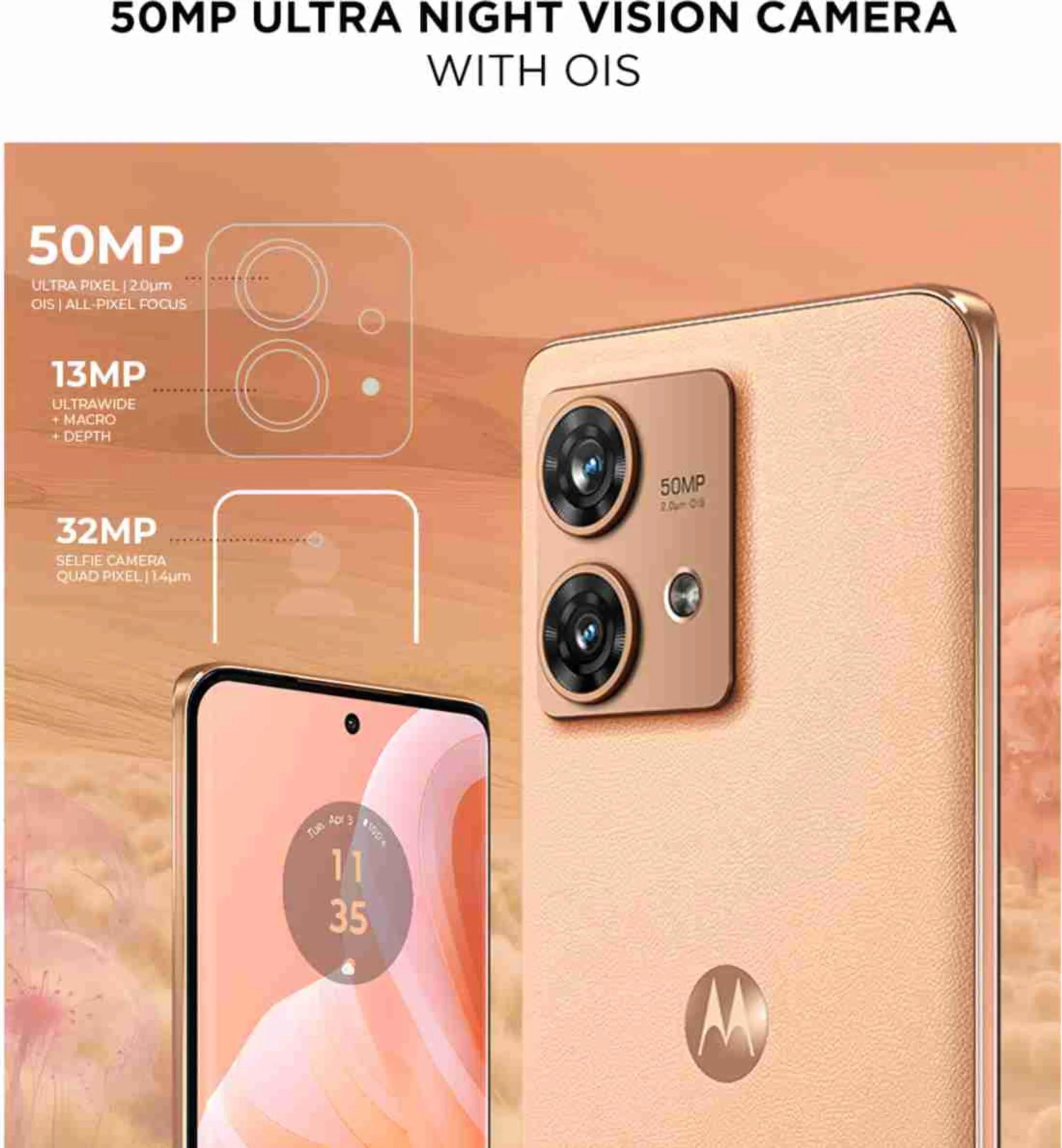 Motorola Edge 40 Neo 5G (Peach Fuzz, 12GB RAM, 256GB Storage) Refurbished - Image 7