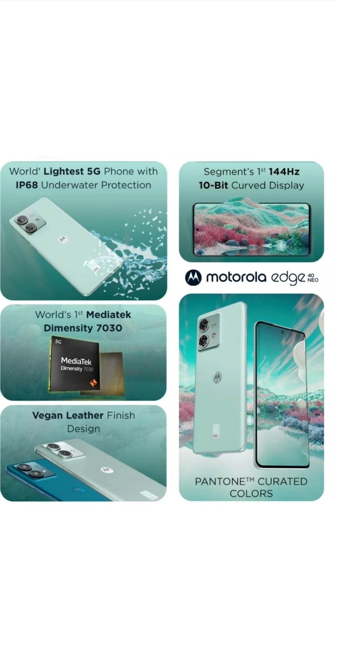 Motorola Edge 40 Neo (Soothing Sea, 128 GB) (8 GB RAM) Used - Image 2