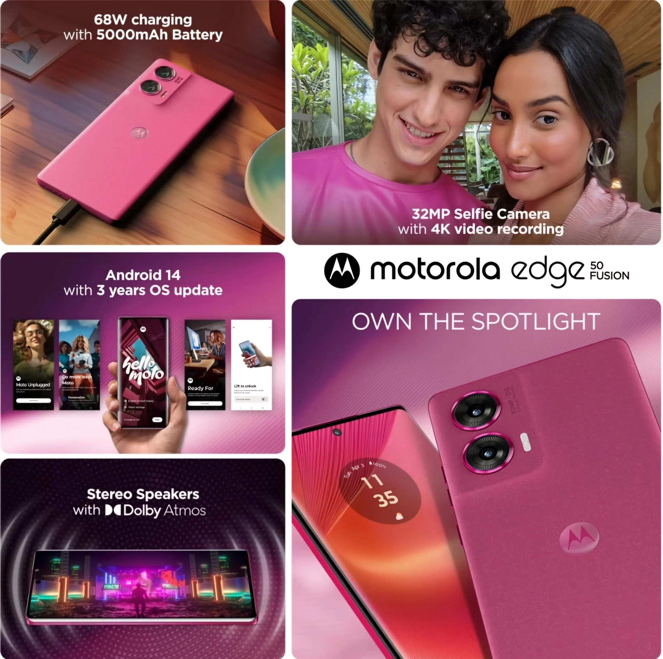 Motorola Edge 50 Fusion 5G (Hot Pink, 12GB RAM, 256GB Storage) Refurbished - Image 8