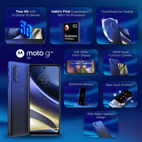 MOTOROLA G51 5G (Indigo Blue, 64 GB)  (4 GB RAM) - Image 3