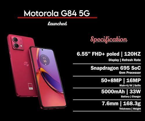Motorola G84 5G (Viva Magenta, 12GB RAM, 256GB Storage) Refurbished - Image 3