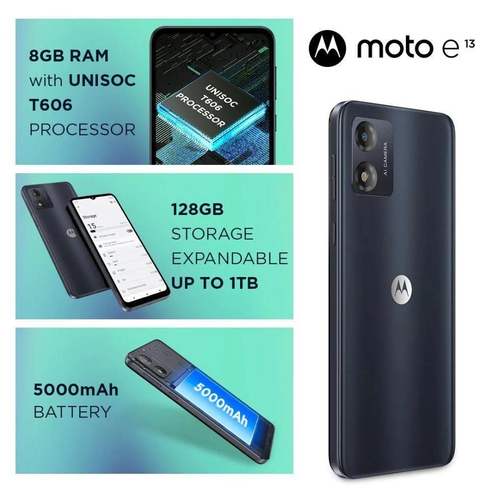 Motorola moto e13 128 GB, 8 GB RAM, Cosmic Black, Refurbished - Image 2