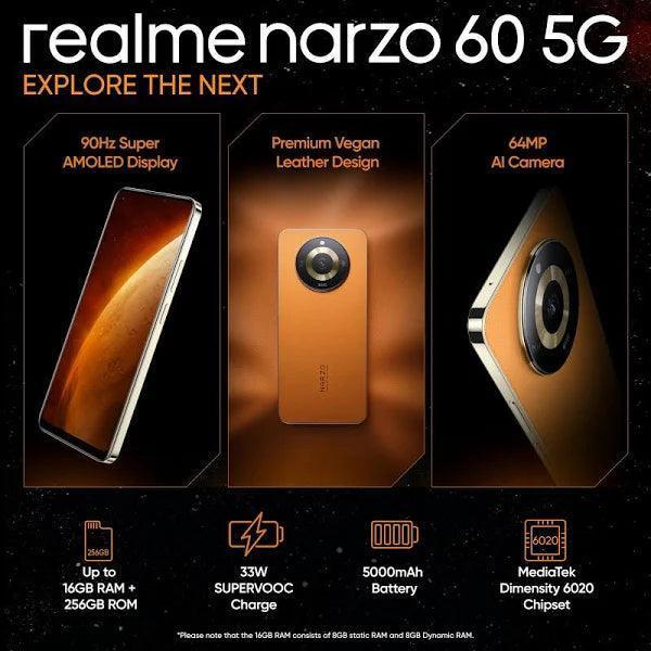 narzo 60 5G Mars Orange8GB256GB 90Hz Super AMOLED Display Ultra Premium Vegan Lear Design - Image 5