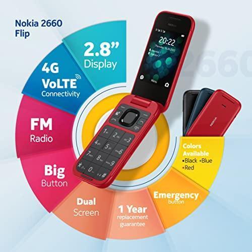 Nokia 2660 Flip 4G Volte keypad Phone with Dual SIM, Dual Screen, inbuilt MP3 Player & Wireless FM Radio | Red Refurbished - Image 6
