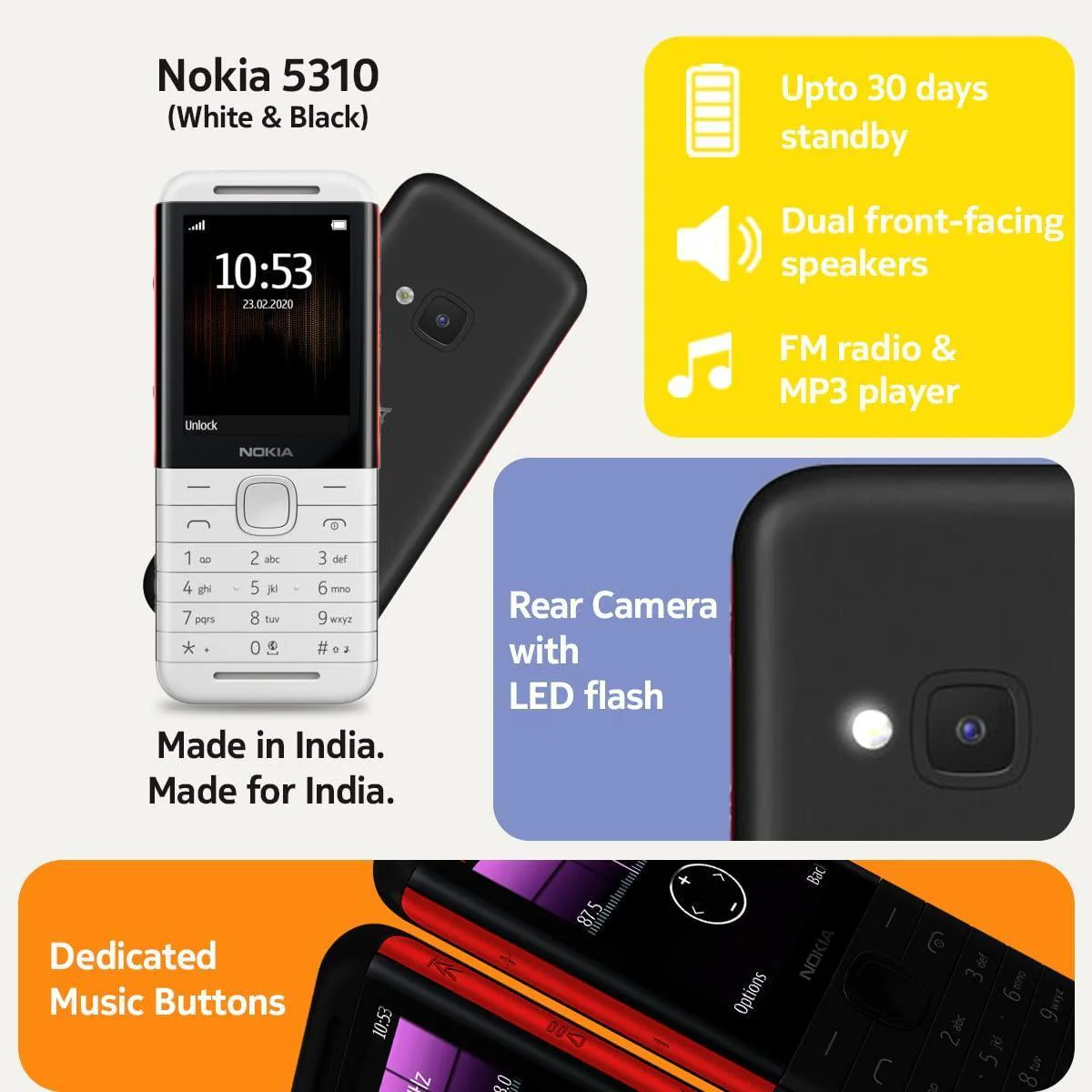 Nokia 5310 Dual SIM Keypad Phone with MP3 Player, Wireless FM Radio and Rear Camera with Flash Refurbished - Image 6