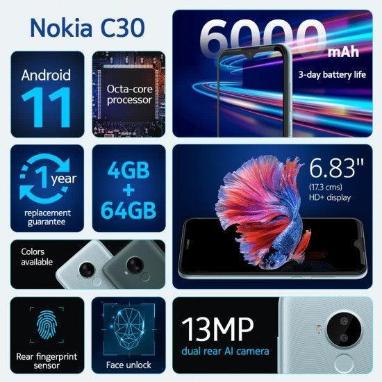 Nokia C30 TA-1345 DS 4/64 in GR (Green) Preowned - Image 6