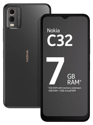 Nokia C32 with 50MP Dual Rear AI Camera | Toughened Glass Back | 4GB RAM, 128GB Storage Preowned