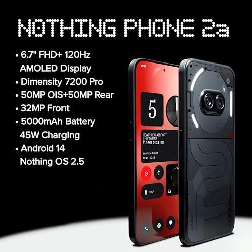 Nothing Phone (2a) 5G (Black, 8GB RAM, 256GB Storage) | 6.7" AMOLED Display | 50MP (OIS) + 50 MP | 32 MP Front Used - Image 2