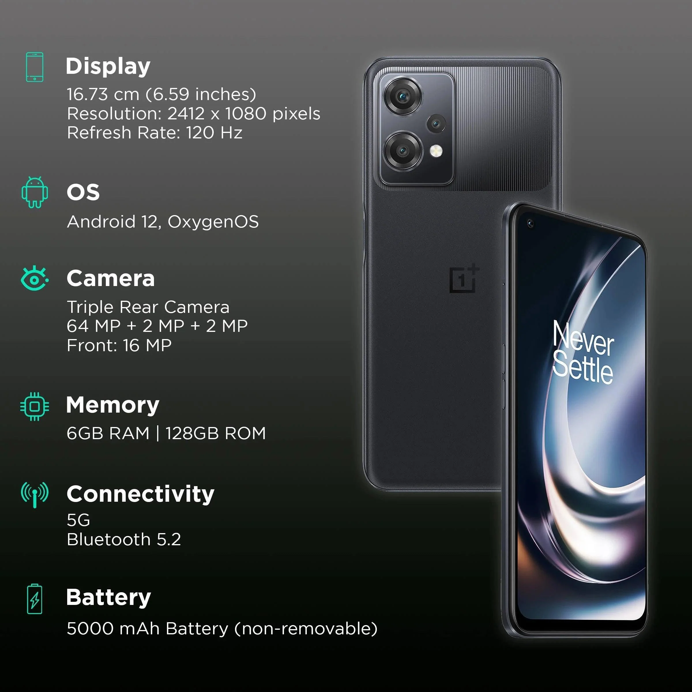 OnePlus Nord CE 2 Lite 5G (128GB, 6GB RAM, Black Dusk) - Image 11