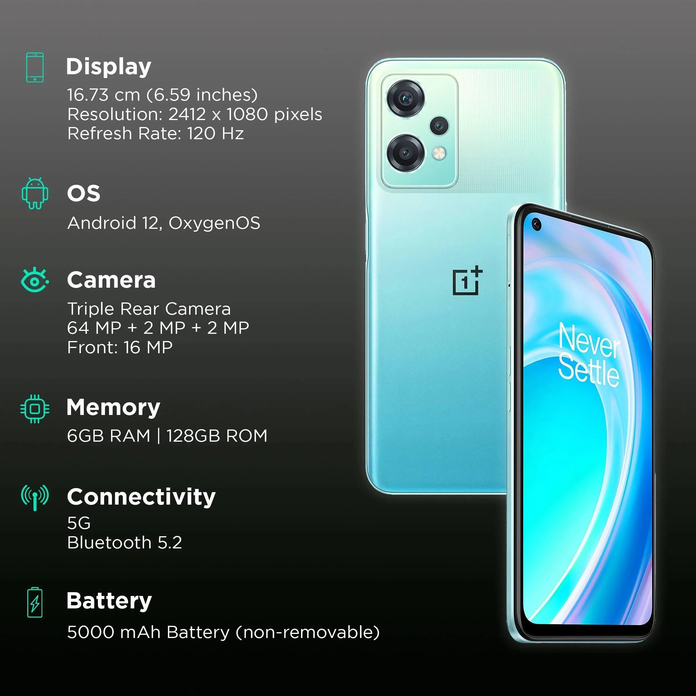 OnePlus Nord CE 2 Lite 5G (128GB, 6GB RAM, Blue Tide) - Image 10