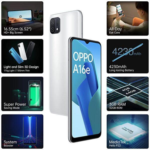 OPPO A16e (White, 4GB RAM, 64GB Storage) Refurbished - Image 5