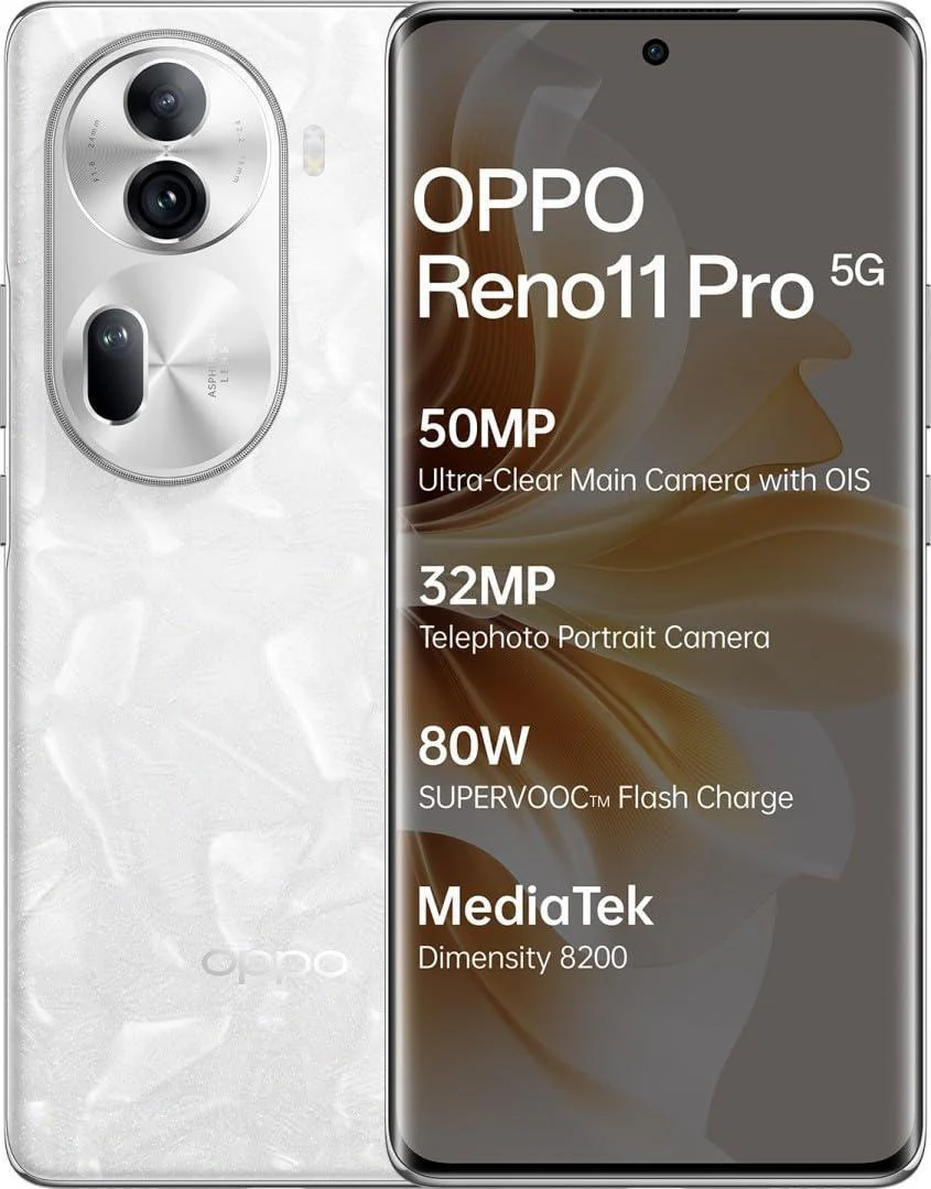 Oppo Reno 11 Pro 5G Smartphone (Pearl White, 12GB RAM+ 256GB Storage) Refurbished
