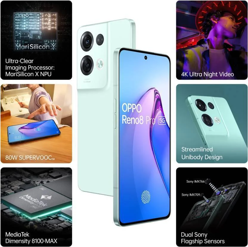 OPPO Reno8 Pro 5G (Glazed Green, 256 GB)  (12 GB RAM) Refurbished - Image 6