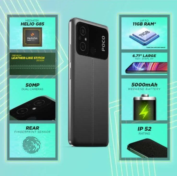 POCO C55 (Power Black, 6GB RAM, 128GB Storage) Refurbished - Image 7