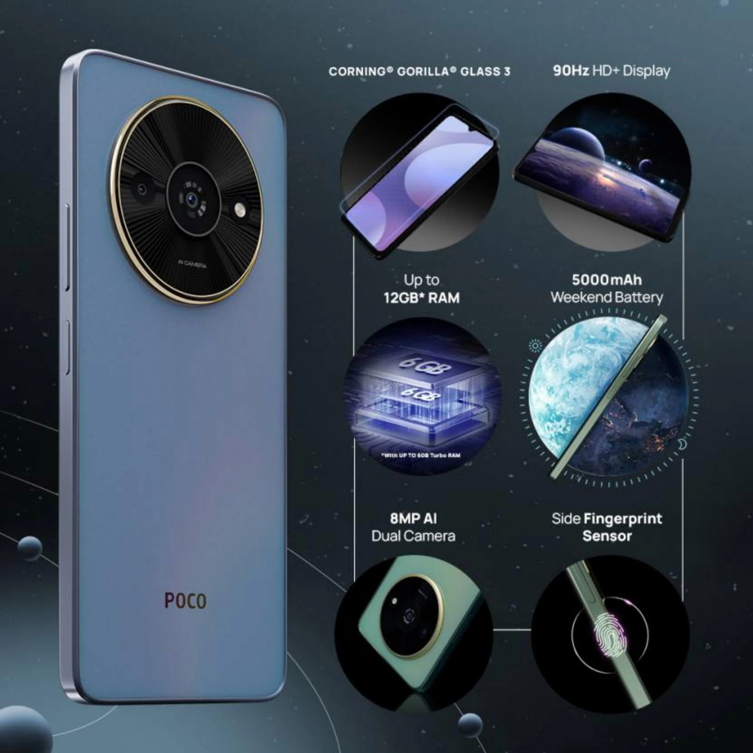 POCO C61 (Ethereal Blue, 4GB RAM, 64GB Storage) Refurbished - Image 9
