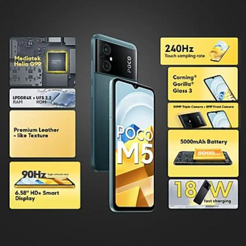 POCO M5 4GB 64GB Icy Blue smart-phones ( 4 GB 64 GB ) Refurbished - Image 13