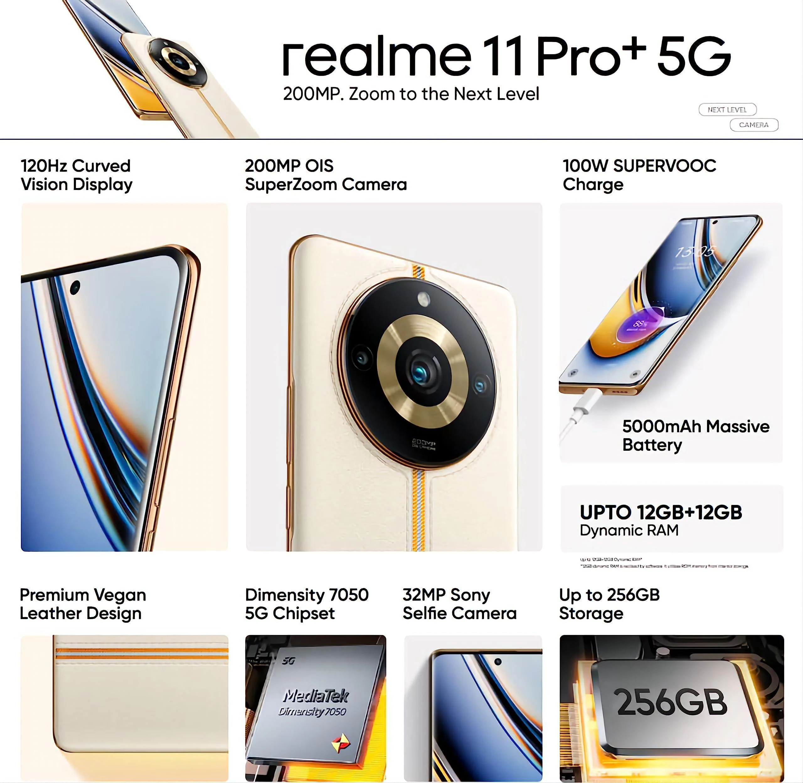 realme 11 Pro+ 5G (Sunrise Beige, 12GB RAM, 256GB Storage) Refurbished - Image 9