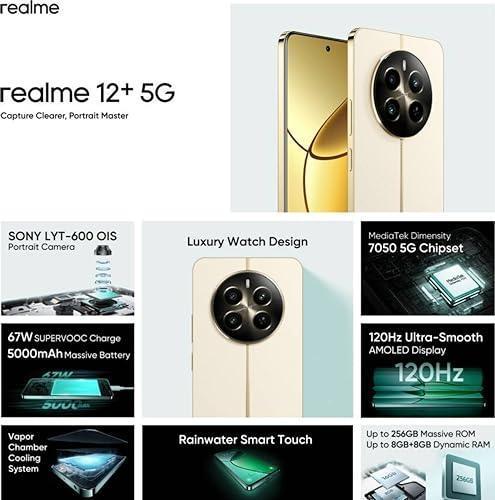 realme 12+ 5G (Navigator Beige, 8GB RAM, 128GB Storage)| Expandable Upto 2TB |MediaTek Dimensity 7050 Processor |Ultra-Smooth AMOLED Display | 50MP Sony LYT-600 OIS Portrait Cam | 67 W SUPERVOOCCharge - Image 10